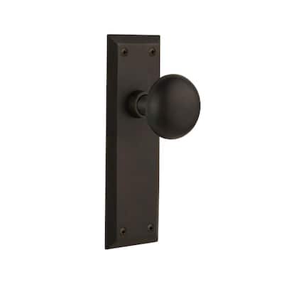 New York Plate 2-3/8 in. Backset Oil-Rubbed Bronze Privacy Bed/Bath New York Door Knob