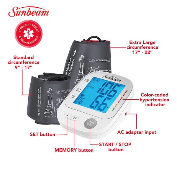 Sunbeam Upper Arm Blood Pressure Machine with 2 Cuffs 16994 - The