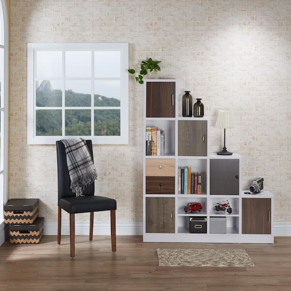 11 Shelf Cube Bookcase With Doors, 10 Cube Staircase Bookcase