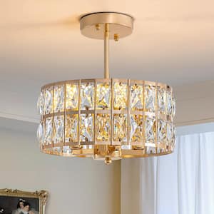 4-Light Gold Modern Luxury Round Pendant Chandelier for Foyer Bedroom with no Bulbs Included
