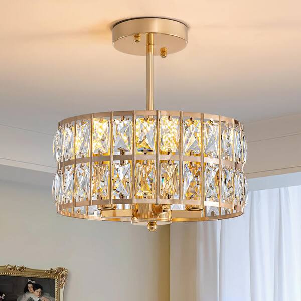 Pacific Core 4-Light Gold Modern Luxury Round Pendant Chandelier for Foyer Bedroom with no Bulbs Included