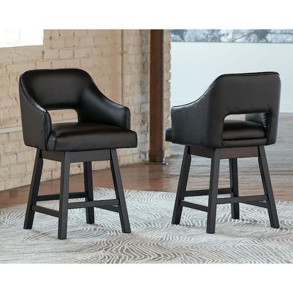 Tallenger Black Faux Leather Counter Height Bar Stool