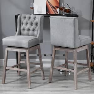 42.5 in. Grey Wingback Rubberwood 30 in. Bar Chair with Polyester Seat 2-Included