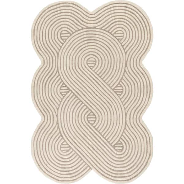 Indira Grooved Arc Ivory 9 ft. x 12 ft. Indoor Area Rug