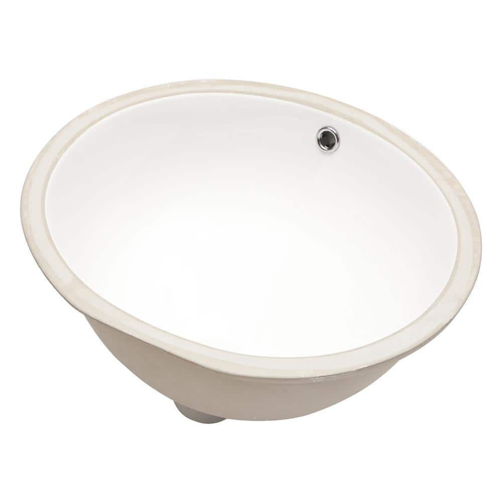 19 in. x 16 in. Ceramic Oval Undermount Bathroom Sink in White with Overflo