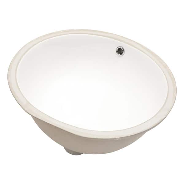 Unbranded 19 in. x 16 in. Ceramic Oval Undermount Bathroom Sink in White with Overflow