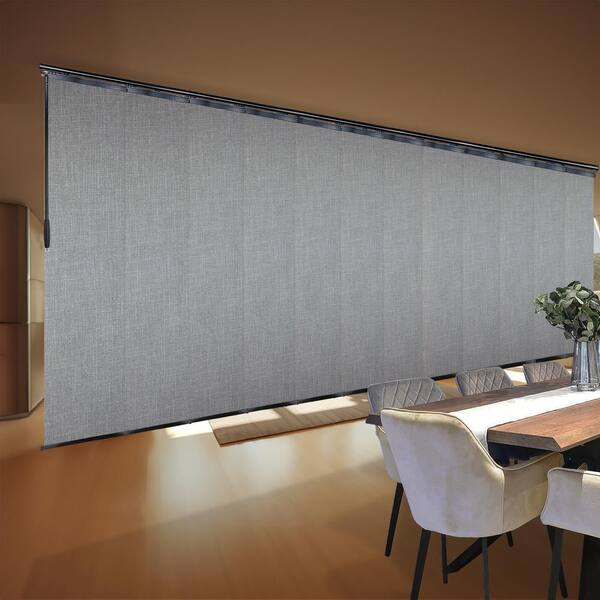 EMOH Adelais 140 in. x 260 in. W x 94 in. L Adjustable 12-Panel, Black Double Rail Panel Track with 23.5 in. Slates