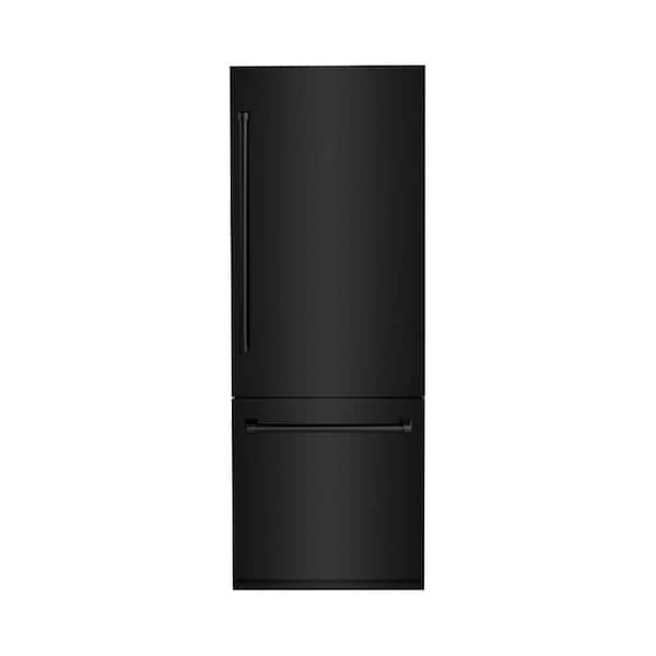 ZLINE Kitchen and Bath 30 in. 2-Door Bottom Freezer Refrigerator with Internal Water and Ice Dispenser in Black Stainless Steel