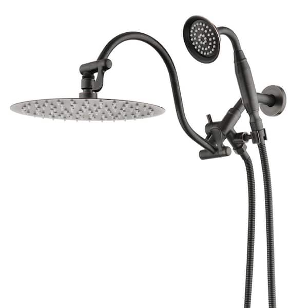 YASINU 2-Spray 10 in. Dual Shower Head Wall Mount Fixed and Handheld Shower Head 1.5 GPM in Oil Rubbed Bronze