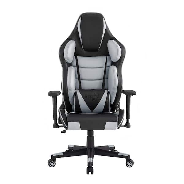 Loungie Viraj Grey Faux Leather Game Chair Swivel, Adjustable Back Angle, Seat Height and Armrest