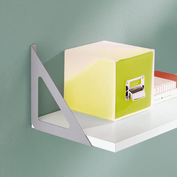 TRI 9.4 in. Silver Steel Shelf Bracket Set of 2