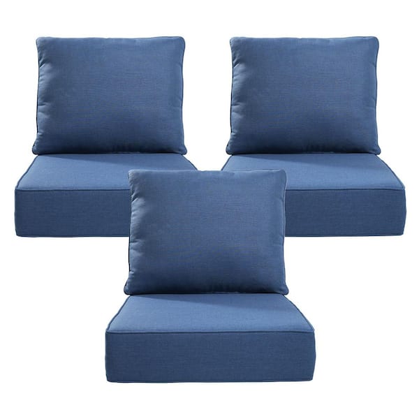 24 inch x 21 inch-6 Piece Replacement Outdoor Lounge Chair, Sectional, Couch Cushion in Blue