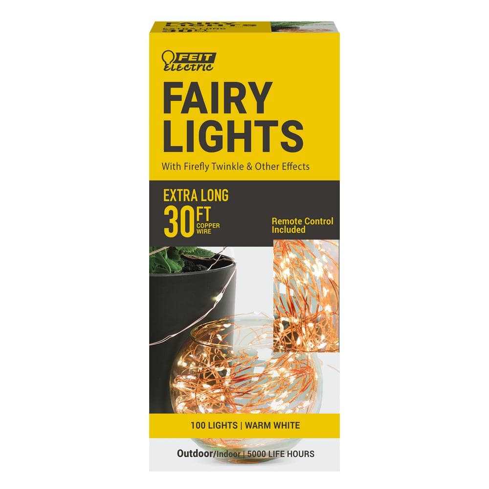 100 Light 30 ft. Indoor/Outdoor Battery Operated Integrated LED Copper Wire Warm White Fairy String Light w/ Remote price history on PriceWatchPro