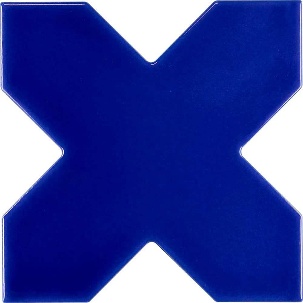 Siena Blue 5.35 in. x 5.35 in. Glossy Ceramic Cross-Shaped Wall and Floor Tile (5.37 sq. ft./case) (27-pack) price history on PriceWatchPro