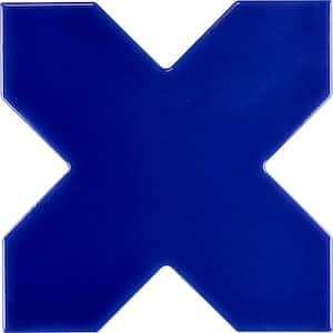 Siena Blue 5.35 in. x 5.35 in. Glossy Ceramic Cross-Shaped Wall and Floor Tile (5.37 sq. ft./case) (27-pack)