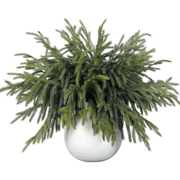 18 in. Green Artificial Norfolk Pine Branch for Vase DIY Crafts Garland Wreath Xmas Home Decor 16 Pieces