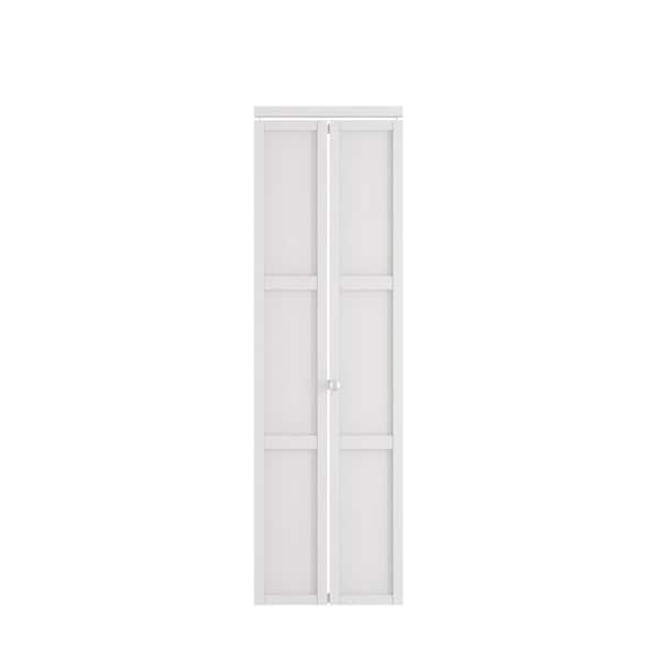 TENONER 24 In X 80 In White MDF Wood 3 Panel Bi Fold Interior Door   White Bifold Doors Bi Sgxb24 64 600 