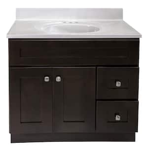 Brookings 37 in. W Single Sink Bathroom Vanity in Espresso with Ivory Swirl Cultured Marble Top Assembled