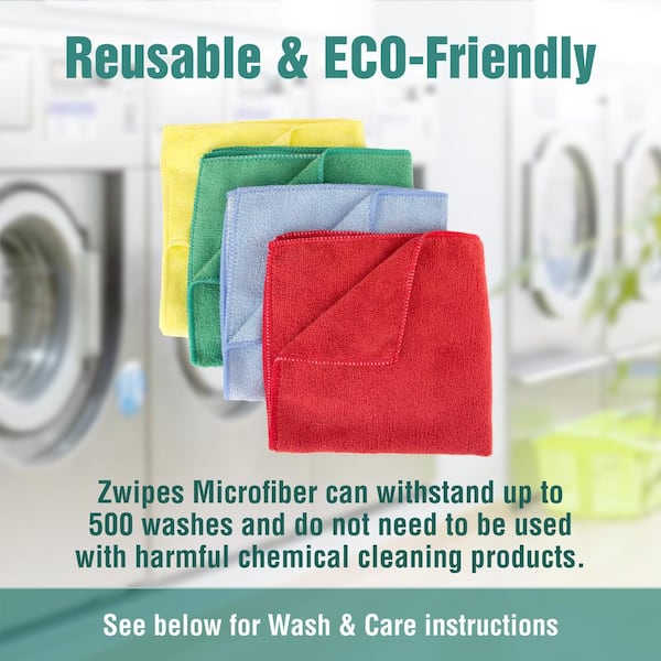 Microfiber Cleaning Cloths, 16in. x 16in., Green (12-Pack)