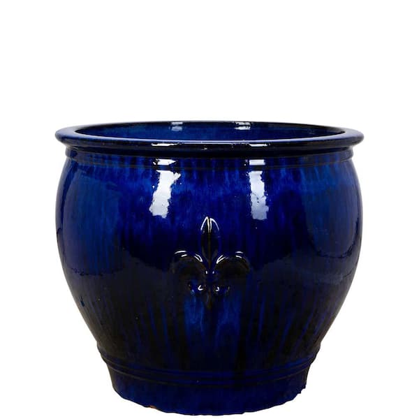 Unbranded 40 qt 15 in. Fireworks Blue Clay New Orleans Planter