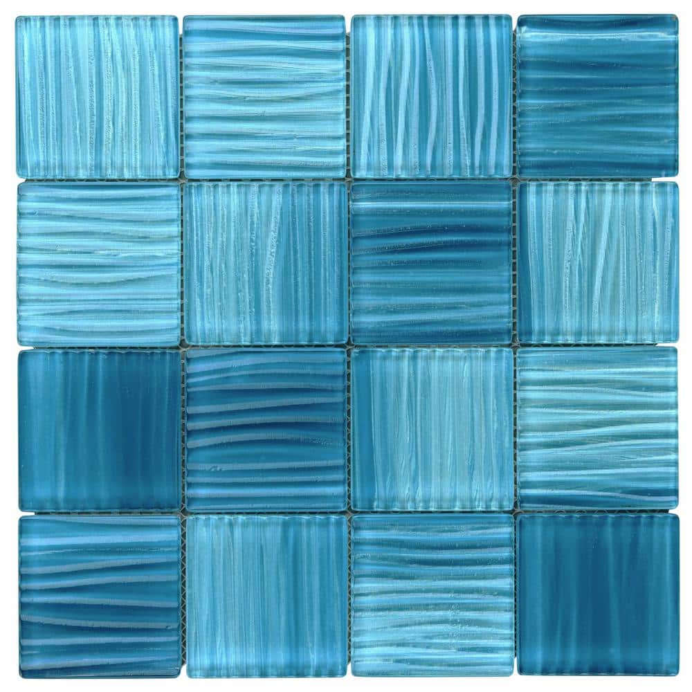 Marine Blue Polished Glass Mosaic Wall Tile