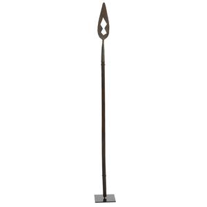 Large Traditional Iron and Wood African Zulu Pierced Arrow Spear on Stand