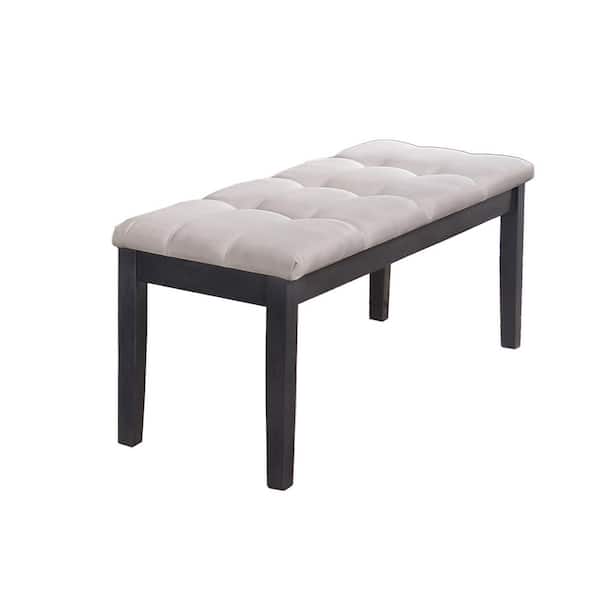Best Quality Furniture Anderson Beige 48 in. Dining Bench No Back 19 in. Linen Fabric Solid Wood 17.