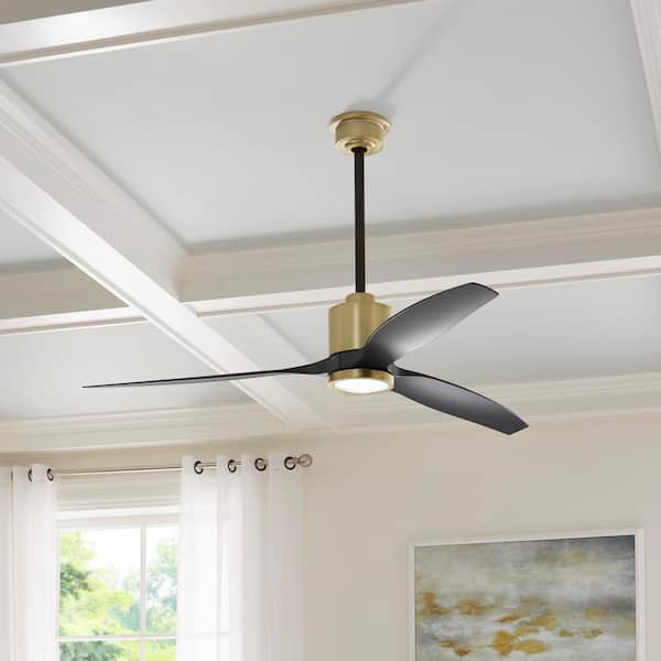 Triplex 60 in. LED Brushed Bronze Ceiling Fan with Light and Remote Control works with Google and Alexa