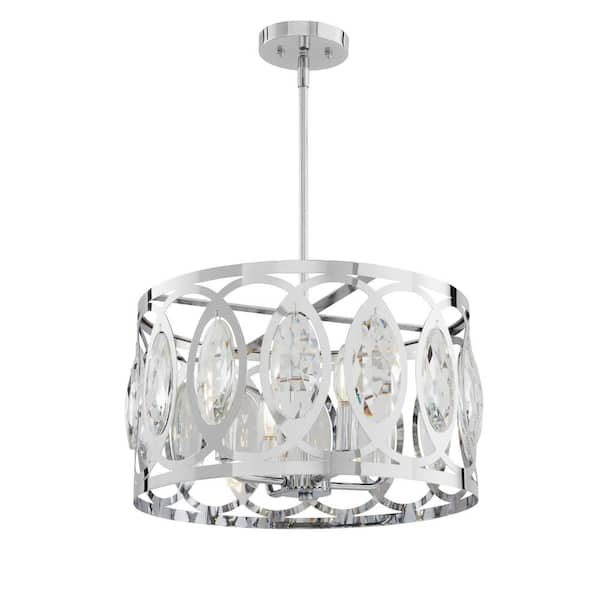 Westchester 4-Light Polished Chrome Round Drum Pendant Light