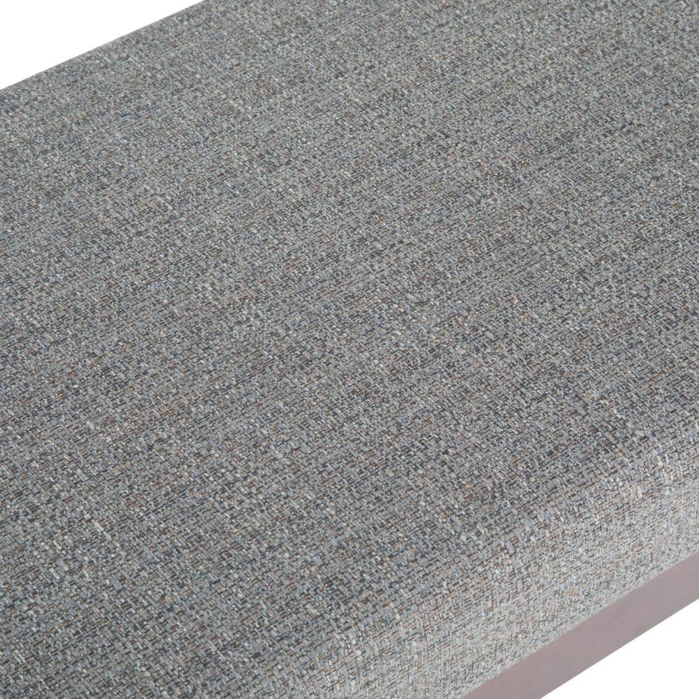 Pebble Grey Tweed Mid-Century Modern Footstool with Wood Legs