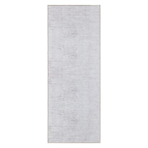 Contemporary Distressed Stripe Machine Washable 2'6"x10' Ivory Runner Rug