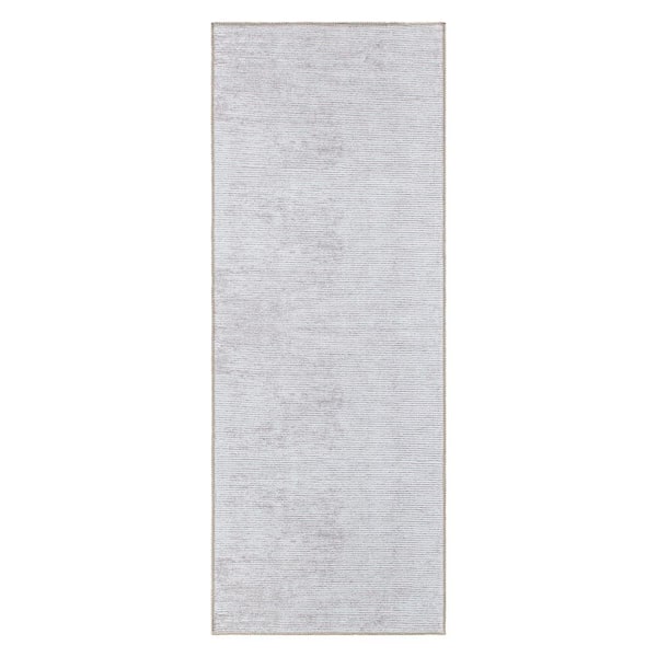 World Rug Gallery Contemporary Distressed Stripe Machine Washable 2'6"x10' Ivory Runner Rug