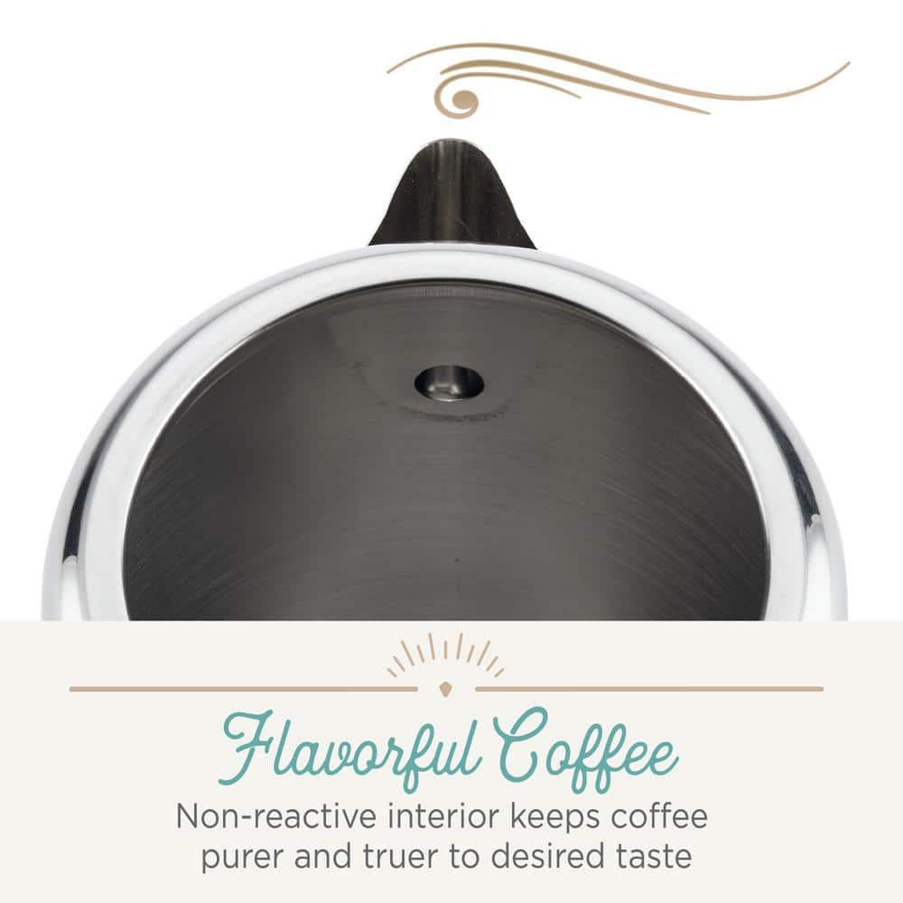 Classic Stainless Steel 12-Cup Coffee Percolator with Blue Glass Knob