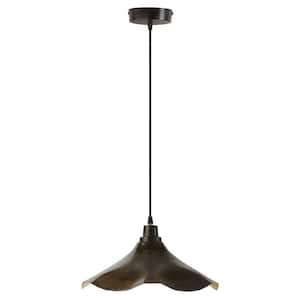 Roland 14.75 in. 1-Light Variegated Painted Brown Industrial Shaded Pendant