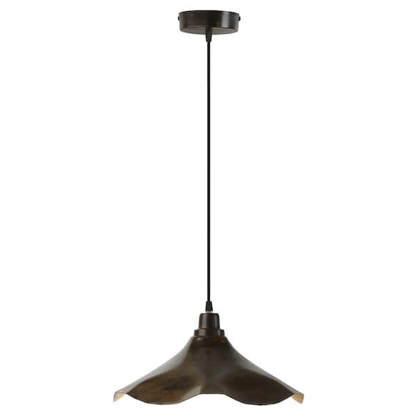 River of Goods Roland 14.75 in. 1-Light Variegated Painted Brown Industrial Shaded Pendant