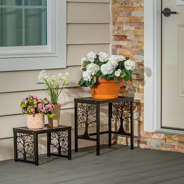 Metallic Gold Metal Planters With Plants Stand Set Of 2 - Plan A Plant