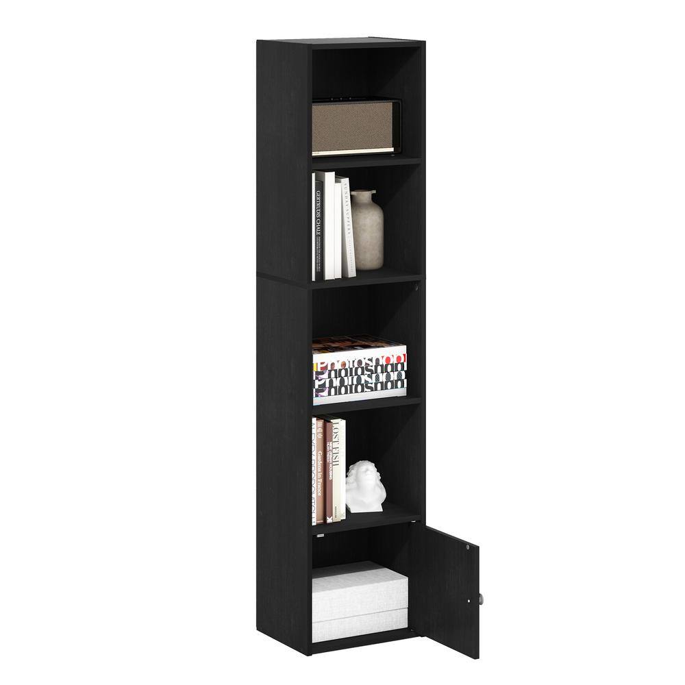 Blackwood 5-Tier Tall Bookcase with Door Storage Cabinet