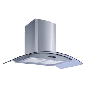 36 in. 475 CFM Convertible Glass Wall Mount Range Hood in Stainless Steel with Mesh Filters and Touch Sensor Control