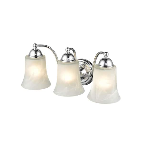 Millennium Lighting 18 in. 3-Light Chrome Vanity Light Faux Alabaster Glass