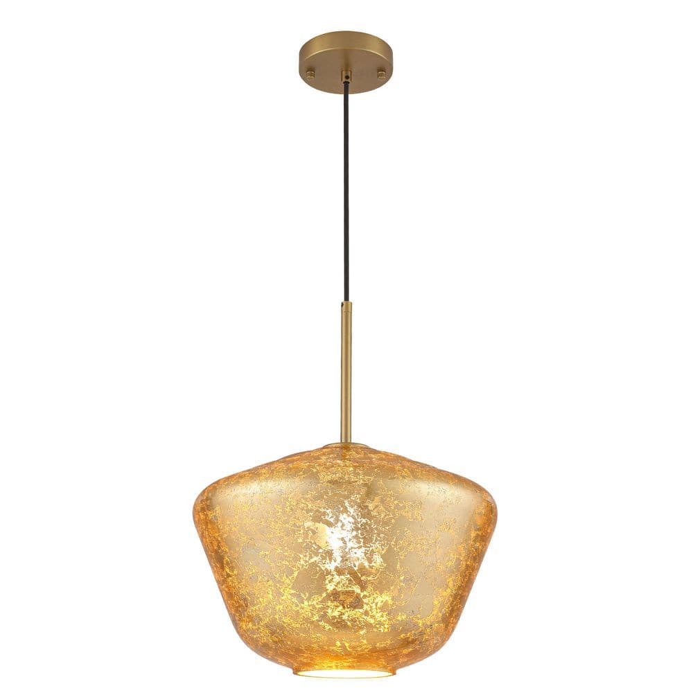 40-Watt 1-Light Gold Pendant Light with Gold Foil Bowl Glass Shade, No Bulbs Included price history on PriceWatchPro