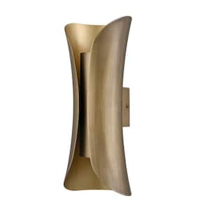 4.7 in. 2-Light Brass Modern Wall Sconce with Standard Shade