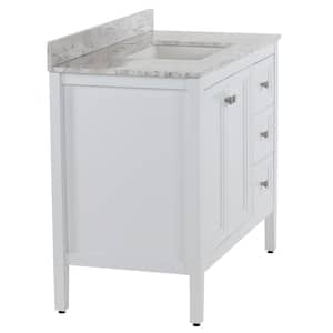 Darcy 43 in. W x 22 in. D x 39 in. H Single Sink Freestanding Bath Vanity in White with Winter Mist Cultured Marble Top