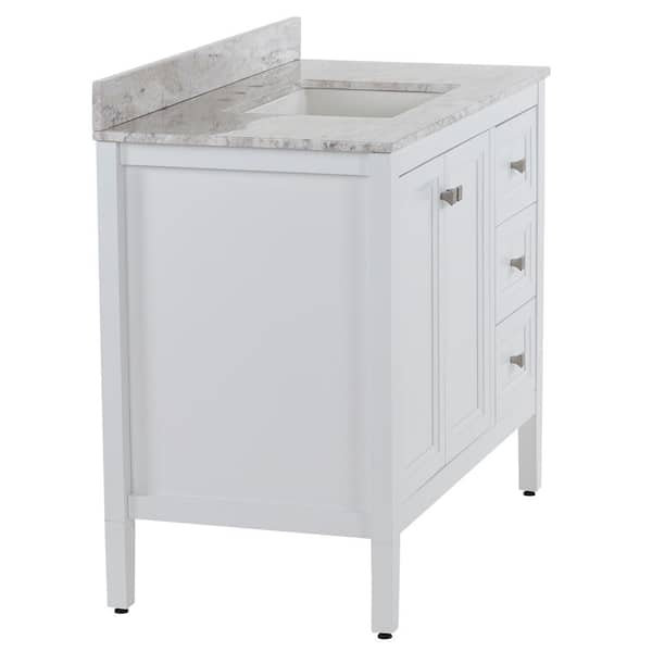 Darcy 43 in. Single Sink White Bath Vanity with Winter Mist Cultured Marble Top (Assembled)