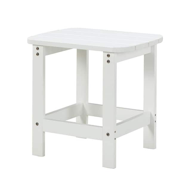Tenleaf White Plastic Outdoor Side Table with Extension