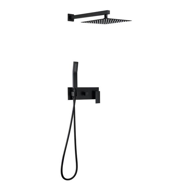 Inner Decor Aah Single-Handle 2-Spray Square Wall Mount Shower Faucet in Matte Black (Valve Included)