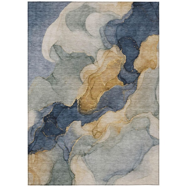 Chantille Machine Washable Indoor/Outdoor Abstract ACN3119 Navy 9 ft. x 12 ft. Area Rug