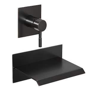 Single Handle Rectangular Waterfall Wall Mounted Tub Faucet Bathtub Filler in Oil Rubbed Bronze