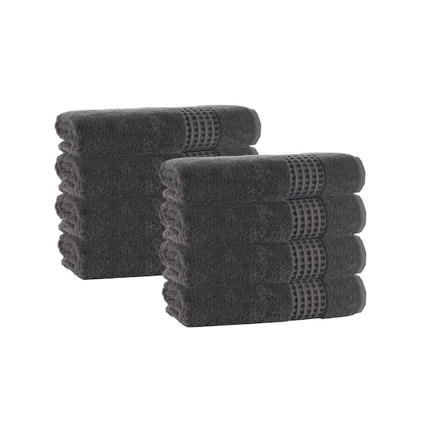 Enchante Home Ela 8-Pieces Anthracite Turkish Cotton Hand Towels