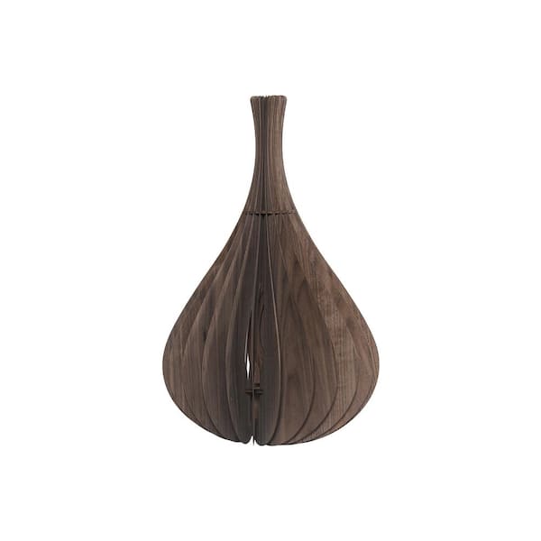 ORE International Calabash 19.75 in. Walnut Wood Ceiling Pendant/Table Lamp