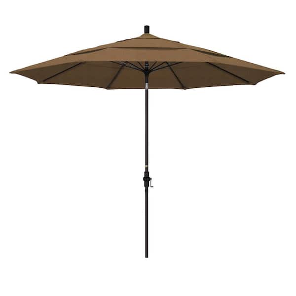 California Umbrella 11 ft. Fiberglass Collar Tilt Double Vented Patio Umbrella in Sesame Olefin